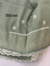 Crush Organza embroidery saree MS9739 DuskyGreen