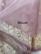 Tissue Organza saree with embroidery work MS14791 - Pastel OnionPink