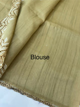 Blended tussar saree with cutwork - MSHK690 Chikoo
