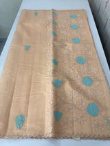 Mul chanderi applique work saree MSH178