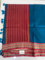 Jute tussar silk saree with contrast borders MJL655