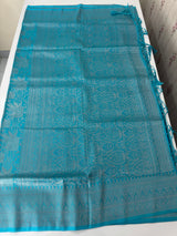Silver zari woven soft silk saree with brocade blouse MSB5666 Blue