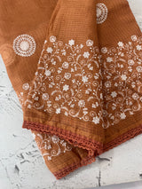 Soft kota checks saree with embroidery - MS7676 DuskyOrange