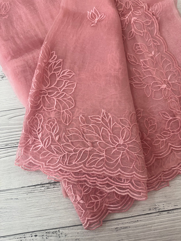 Tissue Organza saree MS14051- PeachPink