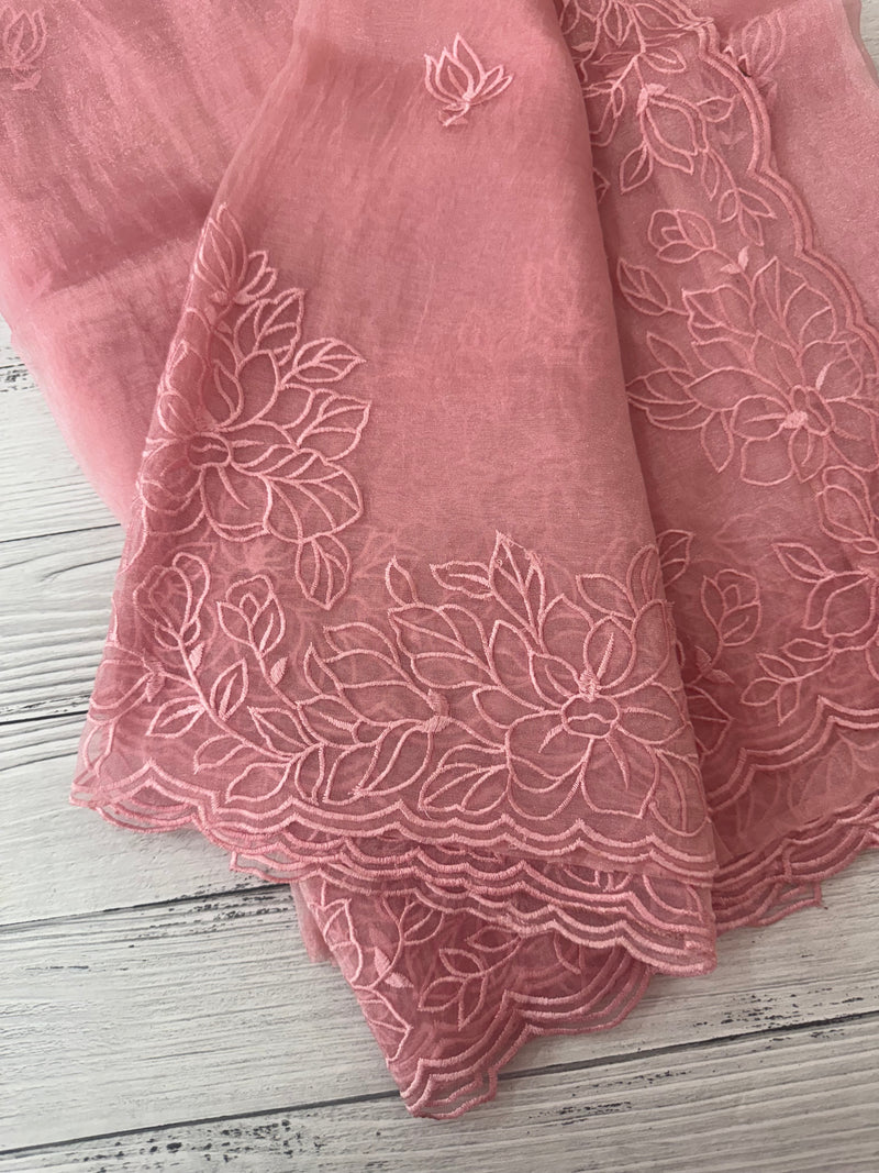 Tissue Organza saree MS14051- PeachPink