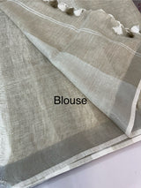 Linen cotton saree with stripes MLS67