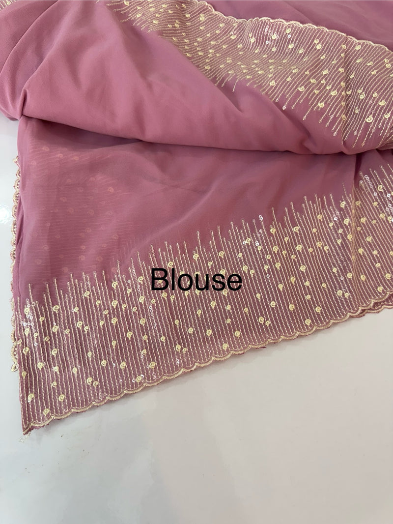 Designer georgette sarees with blouse MGS5321- OnionPink