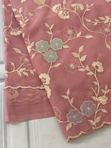 Pure Georgette saree with embriodery and applique work MS15567 PeachyPink