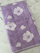 Semi organza saree with applqiue work - MSH256