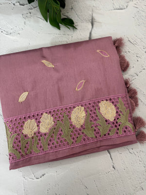 Cutwork Raw silk saree MSH228(2) DustyOnion