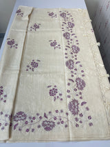 Blended tussar saree with embriodery - MS98765 Cream