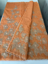 Semi organza saree with tissue applqiue work - MSH931