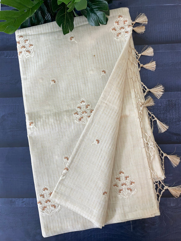 Chanderi viscose silk saree with embriodery FSF38