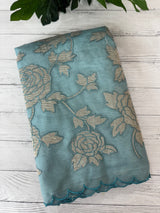 Premium Organza saree with tissue appliqué work - MMG311 DustyBlue