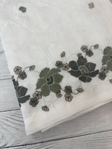 Crushed Blended tussar silk saree with cross stitch embroidery- MSB7979 White