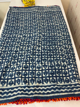 Pure mul cotton hand block printed saree SKSRMY