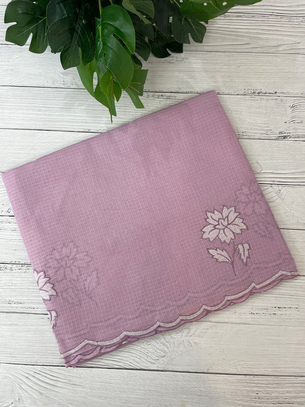 Soft kota silk saree with applique work MS14410 DuskyLavender