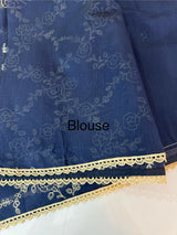 Blended tussar silk saree with embroidery- MSH158 DarkBlue