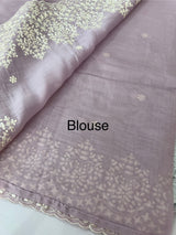 Soft Chanderi saree with  embroidery borders- MCK77 Lavender