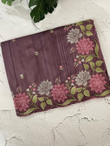 Cutwork Semi tussar saree with cross stitch embroidery MTSS855