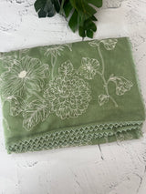 Organza saree with thread work - MSH192 Green