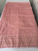 Glassy tissue organza saree with embroidery FKSF133- PeachPink