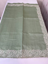 Cutwork Semi tussar saree MTSS879 DuskyGreen
