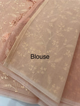Moonga checks saree with embroidery MSH219 Peach