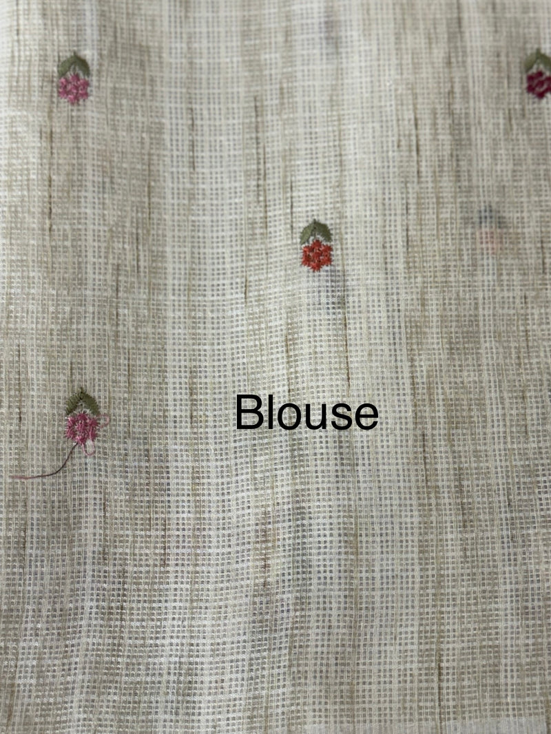 Silky kota embroidery saree with scalloped borders MSK877