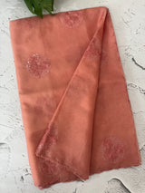 Organza saree with embroidery - MSH375 Peach
