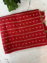 Mul chanderi saree with zari buttas-  MSH305 Red