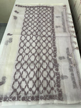Premium Moonga checks saree with Hand Chikankari work  MSH246 Lavender