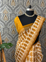 Hand block printed pure kota doria saree MBKD461