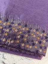 Organza saree with embroidery borders - MSH907 Purple