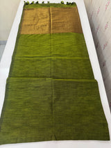 Plain Khadi cotton saree MS33455 OliveGreen