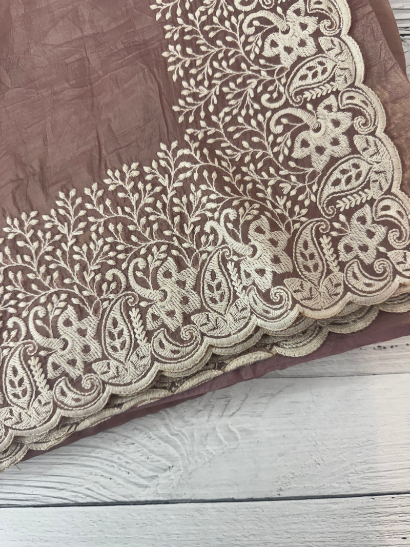 Crush Organza embroidery saree MS9739- DuskyNudeMauve