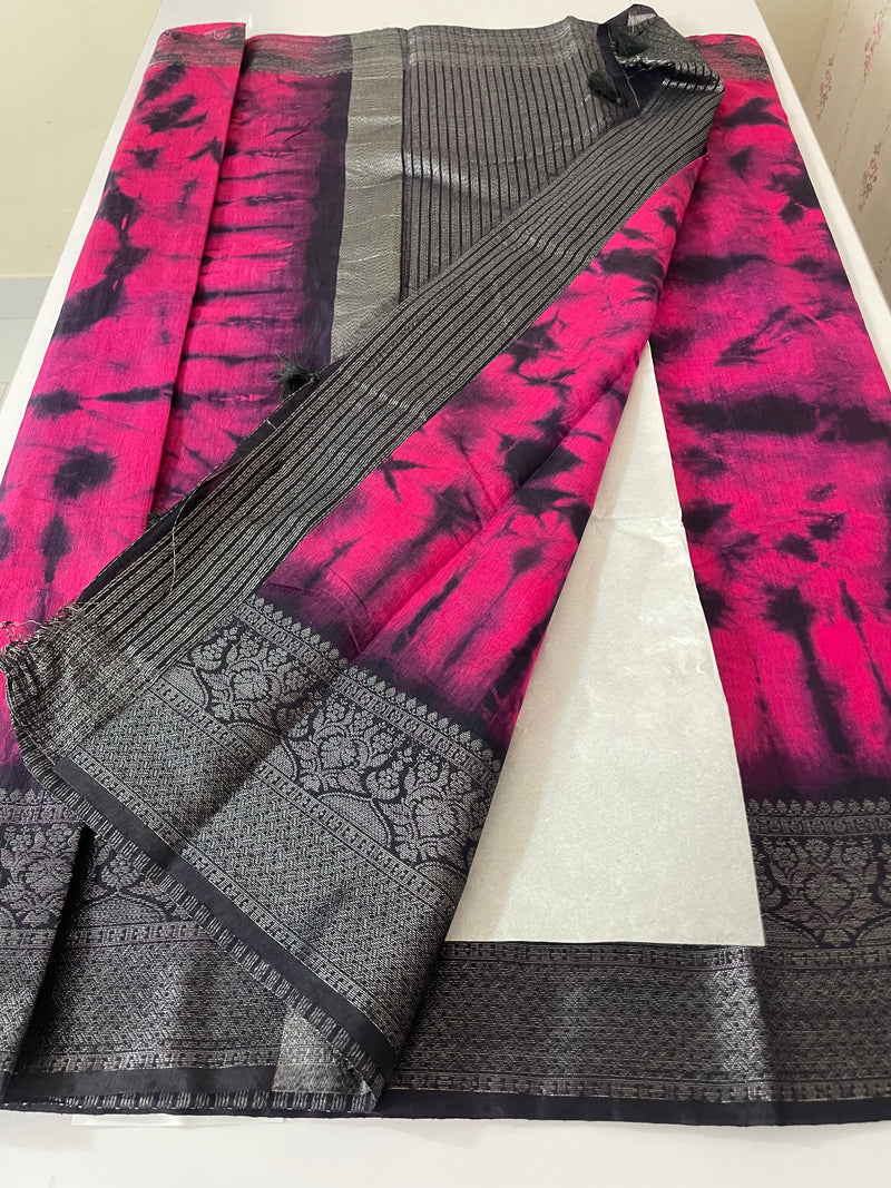 Tie & Dye semi silk sarees  MSS9876