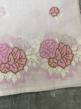 Supernet saree with cross stitch embroidery MSH116- Lavender