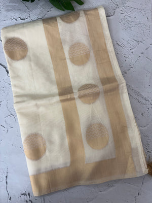 Semi chanderi silk saree with zari weaving - MKT891