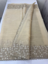 Crush tissue Organza saree with embroidery work MS14791- Beige