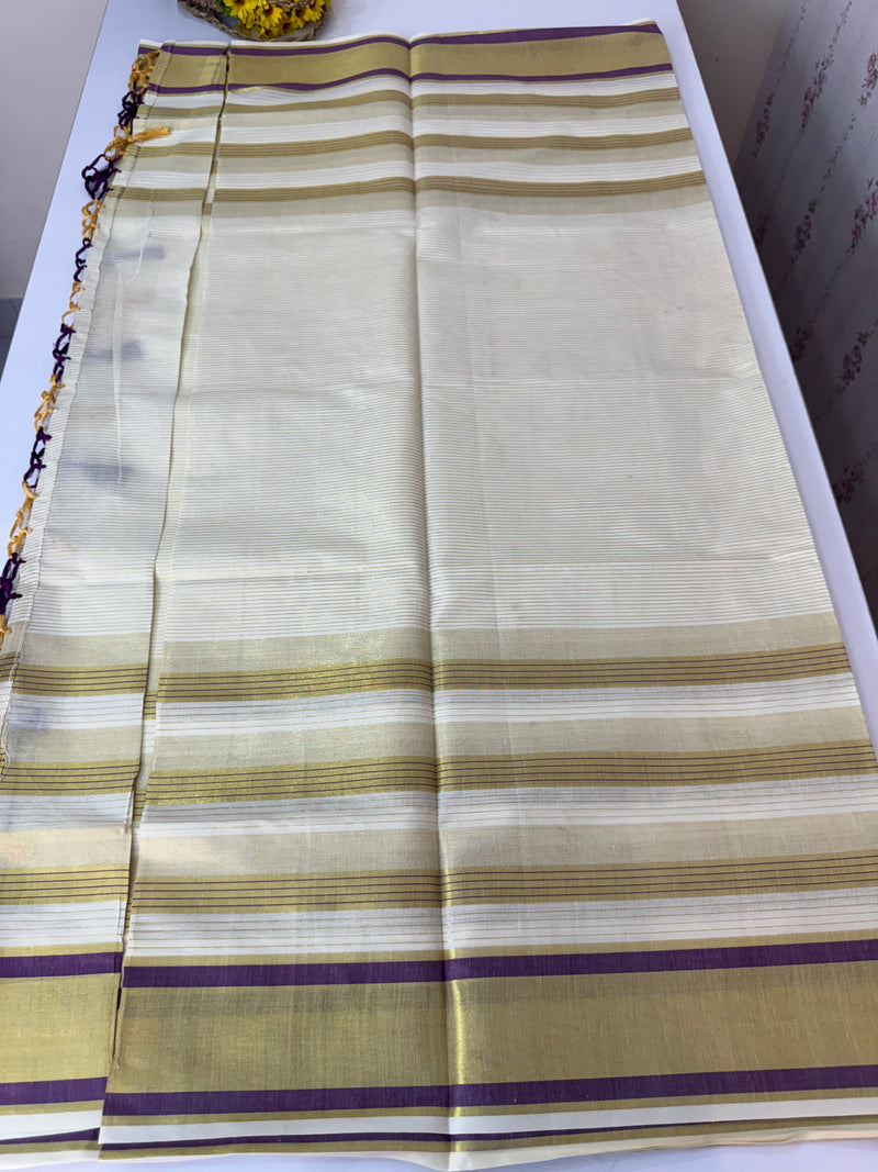Kerala tissue saree- Gold lines