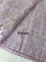 Premium Organza saree with tissue appliqué work - MMG310- Lavender