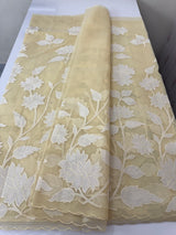 Semi organza saree with appliqué work - MSH906 Beige(2)