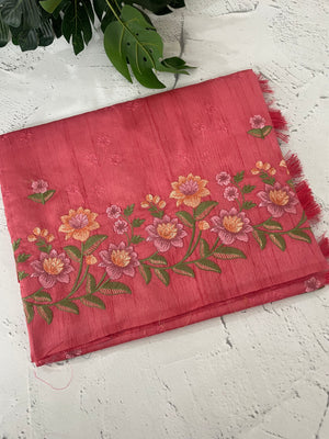 Art tussar saree with embroidery MST677