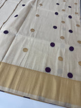 Tissue mix Soft silk saree with zari weaving MS8146 - Purple polka dots