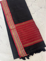 Jute tussar silk saree with contrast borders MJL655
