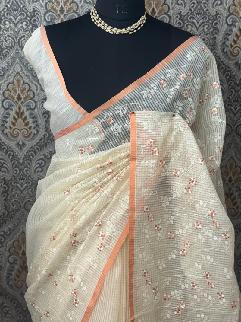 Kota silk cotton embroidery saree MCES674