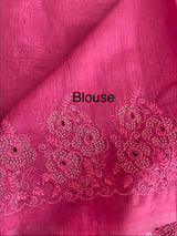 Crushed Matka Blended Tussar silk saree with embroidery MS4890- Cranberry