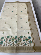 Blended tussar silk saree with embroidery- MSH490
