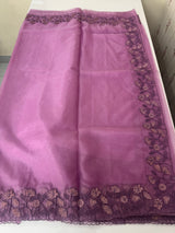 Soft Organza saree with embroidery borders - MCW786 Lavender